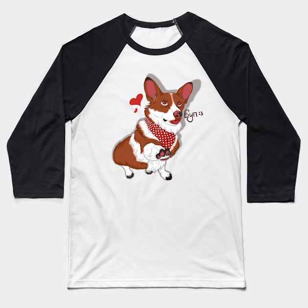 Corgi Baseball T-Shirt by kira4ka93